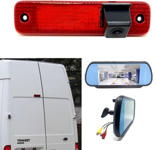 Dolphin Automotive Brake Light Reversing Camera Rear Parking Camera For Ford Transit Van 2006-2013 (Camera with 7 Mirror Monitor)