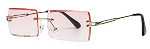 tigratigro Occhiali da sole per donna, moda antiriflesso rettangolari senza montatura Occhiali da sole quadrati (pink)