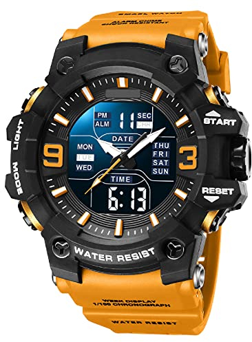 findtime Herren Sportuhr Analog Digital Armbanduhr Sport Digitaluhren Militär Uhr Outdoor Männer 5ATM Wasserdicht Herren Uhren mit LED Wecker Datum Stoppuhr 12/24H Großes Zifferblatt
