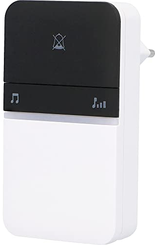 UNITEC Funk-Gong WDP11, Türklingel, 16 Melodien, 4 Lautstärkestufen bis 80dB, akustische und optische Klingelanzeige, Weiterleitung, 100 m Reichweite, LED Anzeige, weiß