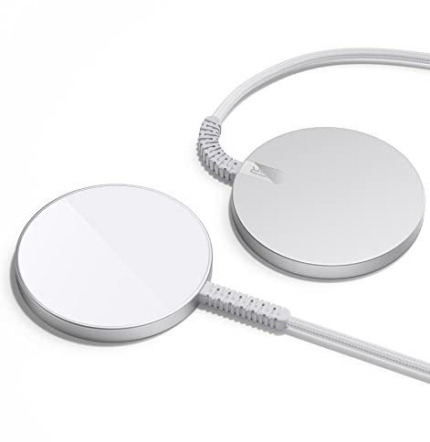 ESR for Magsafe Ladegerät, Wireless Charger iPhone für iPhone 16/16 Pro/16 Pro Max/15/14/13, AirPods 4/3/2 Pro,Induktive Ladestation mit 1,5m Verstärktem Nylonkabel, 2 Stück, Silber (Ohne Netzteil)