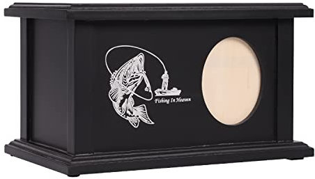 Holzurnen für menschliche Asche – Holzurnen für Erwachsene für Beerdigung, Beerdigung oder Zuhause – Urnen für Asche Männer Frauen – dekorative Urne für Asche männlich weiblich (Fischen, mit Rahmen)