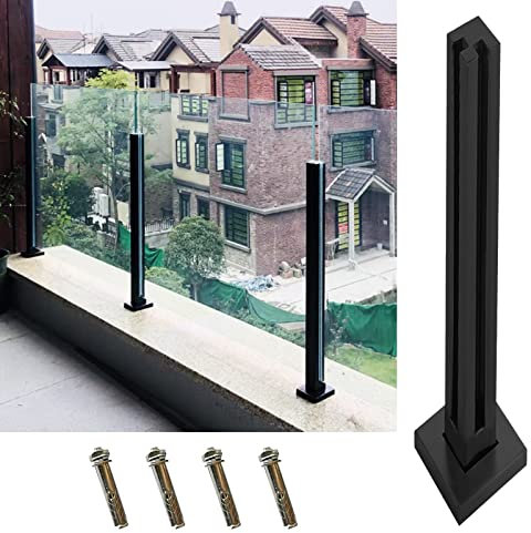 Glasgeländer Schwarzes Quadratisches Glasgeländer für Innen und Außen, Terrasse Balkon Glasgeländerpfosten mit Schrauben, Plattform Korridor Glas Geländer System ( Color : Corner post , Size : Height-