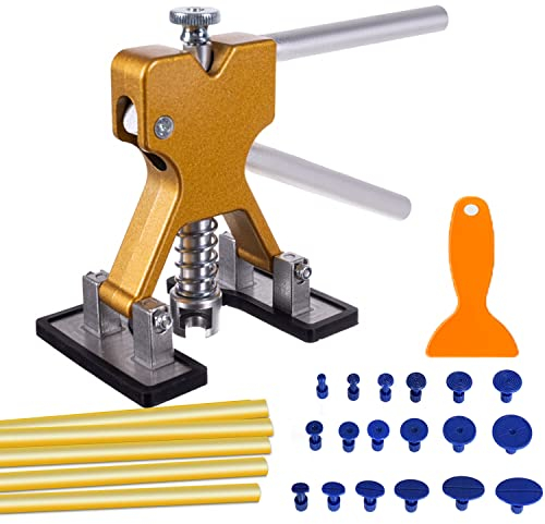iHMeiju Paintless Car Dent Puller Kit, Dent Removal Kit Tool Car Dent Remover Auto Body Dent Repair Tool Kit Golden Lifter Dent Repair Puller for Car Body, Motorcycle, Refrigerator.