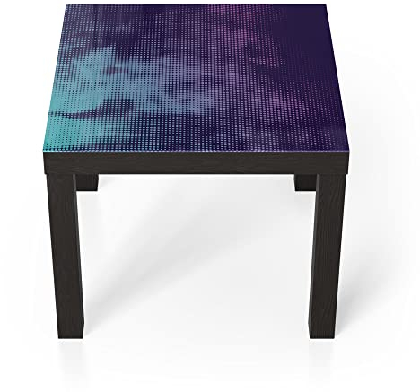 DEQORI Glastisch | schwarz klein 55x55 cm | Motiv Türkis-pinker Farbdunst | ausgefallener Beistelltisch aus Glas | Hochglanz Couchtisch fürs Wohnzimmer | moderner Couch Tisch mit Design