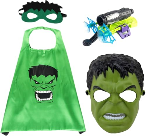 BESTZY Capes Set, Cosplay Costume S-uper Hero Halloween Costume Launcher Wrist Toy Cartoon Mask Launcher Glove Children Fancy Dress Costume Cosplay Props Gift for Kids Birthday Party Christmas