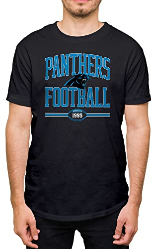Hybrid Sports NFL Football Arch – Offiziell lizenziertes kurzärmeliges Fan-T-Shirt für Erwachsene für Damen und Herren, Carolina Panthers – Schwarz, L