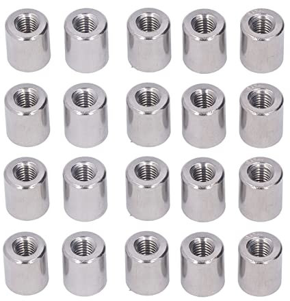 20 Pcs M6 Round Rod Coupling Nuts, M6 X 1.0-Pitch 14mm Length 304 Stainless Steel Sleeve Stud Nut Threaded Rod Connector Female Thread Road Bar Stud