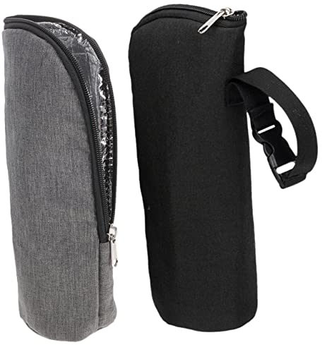 Hohopeti 2pcs Insulated Bottle Bag Thermal Milk Bottle Pouch for Travel with Handle Durable Polyester for Parents Grey