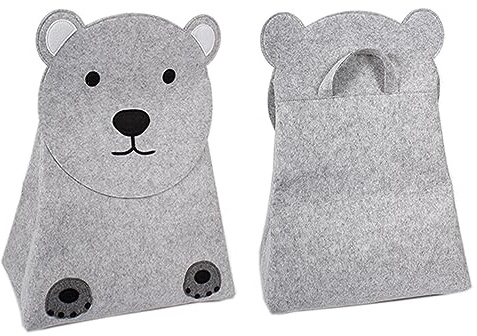 INDA-Exclusiv Kids XXL Aufbewahrungsbox Spielzeugkiste Spielzeugaufbewahrungsbox Spielzeugtruhe Filztasche Filz Tiere H73cm, Model:Bär