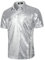 JOGAL Herren 70er Pailletten Hemd Kurzarm Disco Party Oberteile Nightclub Glitzer Poloshirts Silber XX-Large