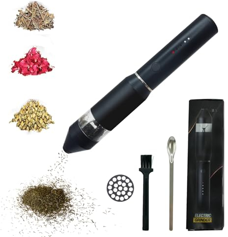 Upgraded Electric Grinder Herb for Flower Buds,AiTURE Portable Handheld Smart Pollen Spices/Grains, Built-in Rechargeableand Easy to Clean.