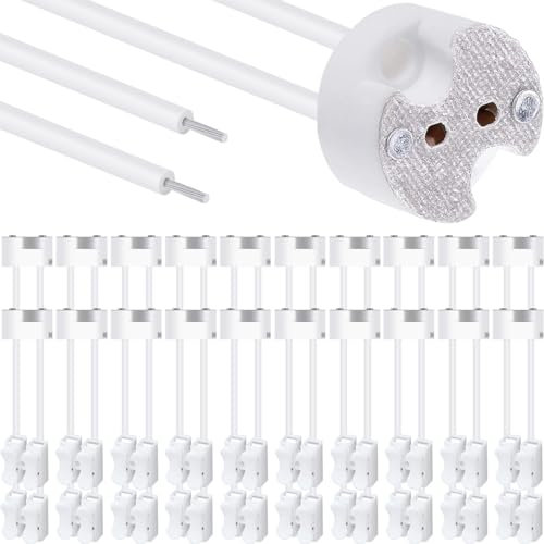 Xiatiaosann LED MR16 Sockel, 20 Stück G4 Halogenlampenbirne Keramikstecker Drahtadapter MR11 GU5.3 GU6.35, Glühlampen CFL Halter Sockel Stecker Konverter, mit 2-poliger Anschlussklemme