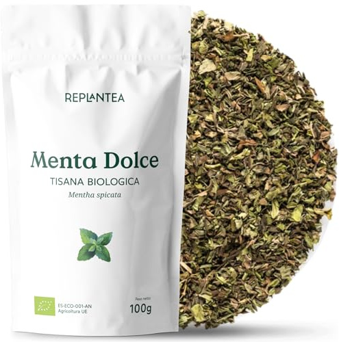 MENTA DOLCE TISANA BIO 100g (50 Tazze) | Foglie di Menta Spicata | Menta Verde Intensa e Rifrescante REPLANTEA