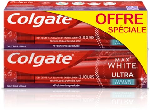Colgate Max White Ultra Frischhalteperlen 75 ml | weißere Zähne in 3 Tagen* | langanhaltende Frische | schonend zum Zahnschmelz | entfernt hartnäckige Flecken | Fluorid-Zahnpasta