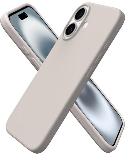 ORNARTO für iPhone 16 Hülle Silikon 6,1 Zoll, dünne Handyhülle iPhone 16 aus flüssigem Silikon, Kratzfeste und stoßfeste Schutzhülle iPhone 16 Case(2024) - Titan Natur