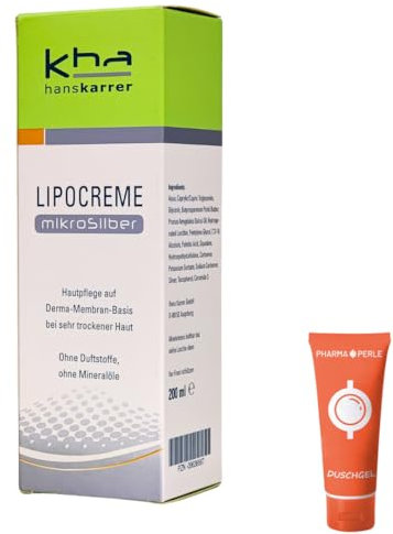Hans Karrer Lipocreme Mikrosilber 1x 200 ml I Intensivpflege bei trockener Haut I Gesicht und Körper I Hautpflege I Feuchtigkeit I Hautschutz I ab 1 Jahr geeignet I Spar-Set plus Pharma-Perle giveaway