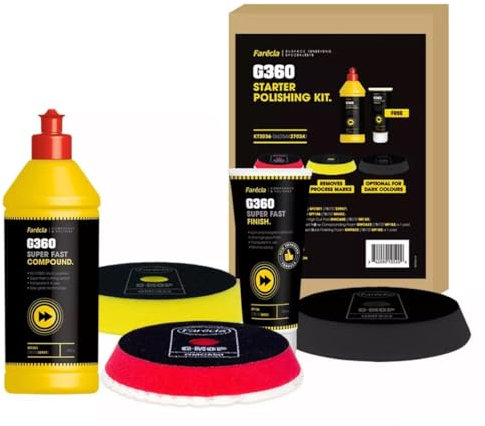 FARECLA G360 Starter Polishing Kit - Super Fast Compound, Fast Finish & 3 Pads - KT3036