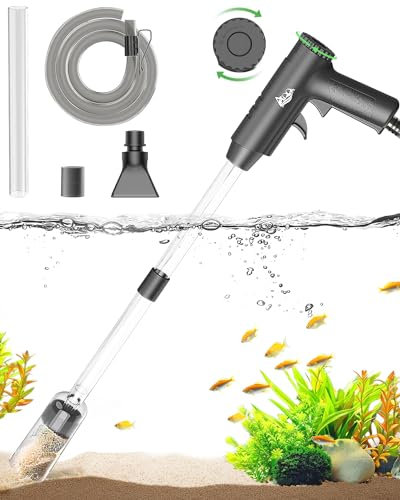 AQQA Sifone Acquario, Cambio d'Acqua per Acquario, 4 in 1 Pulitore di Ghiaia per Acquari con Regolazione del Flusso d'Acqua, per Il Cambio d'Acqua, la Pulizia della Ghiaia e della Sabbia