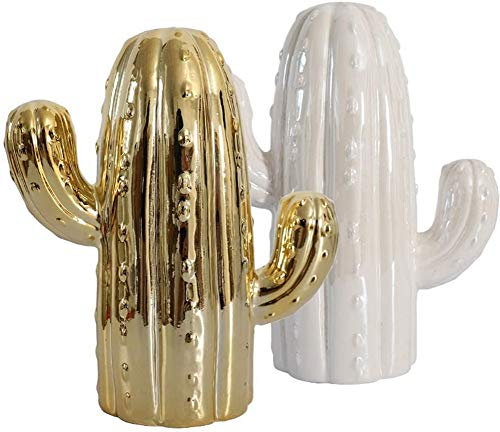2pcs Nordic Keramik Weiß/Gold Kaktus Ornamente Künstliche Kaktus Ornamente Hochzeitsgeschenke Exquisite Desktop Decor