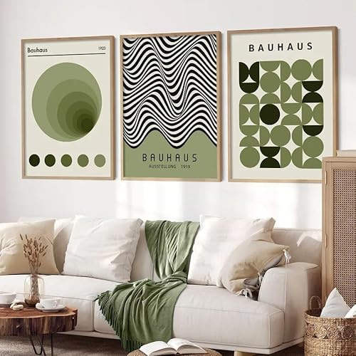 Abstrakte Bauhaus Grüne Wand Kunst Poster Leinwand Malerei Drucke Bilder Moderne Wohnzimmer Schlafzimmer Innen Wohnkultur 40Cmx50Cmx3Pcs Kein Rahmen