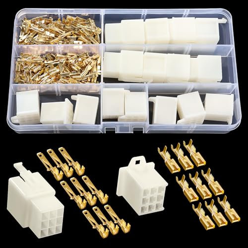 YIXISI 160 Pezzi 2.8mm Kit di Connettori Elettrici per Auto, 9 Pin Kit Connettore e Terminali da Crimpare, Connettori per Cavi Elettrici per Automobili, per Auto e Moto