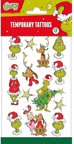 Totum 240056 Grinch Temporary Tattoos, Green