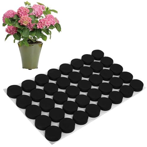 40 Stück Unsichtbare Blumentopf Füße, Selbstklebend Topffüße Blumentopf,rutschfeste, Selbstklebende Gummifüße für Mittelgroße und Große Pflanzkübel, für Zimmerpflanzen und Garten, Schwarz