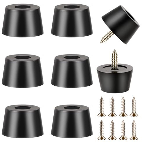 Lnngub 8 Pcs Rubber Feet for Cutting Board,Cutting Board Feet Non Slip Cutting Board Legs Screw On Rubber Feet Black Cutting Board Feet with Stainless Screws for Furniture Appliances,0.51H X 0.78 D
