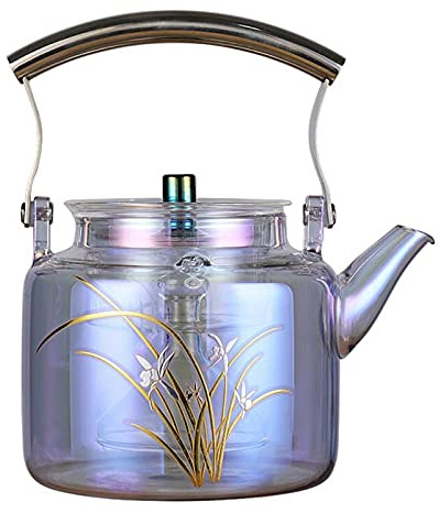 Iridescent Glass Teapot Kettle with Lid, Removable Stainless Steel Infuser and Handle, Stovetop Tea Maker Octopus feet