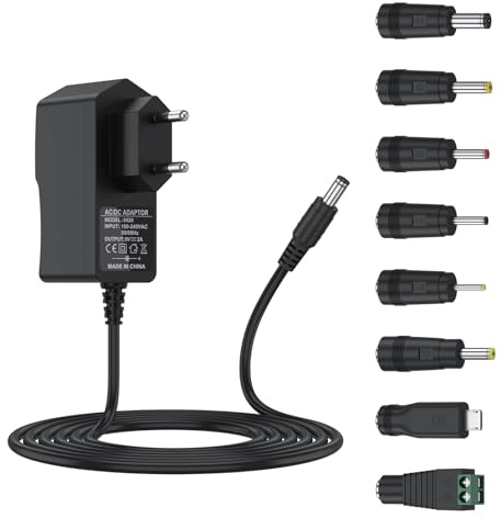 Adaptateur Secteur 5V 2A Chargeur ' AC220V 230V à DC5V 2000mA 1500mA 1000mA 500mA Pilote d'alimentation 8 adaptateurs de Prise CC Convertisseur 5 Volts AC DC (Noir)