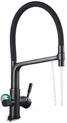 TTDGYYXW Grifo extraíble Negro con Filtro de Agua para Cocina, Grifo purificador de Cocina Mezclador de 3 vías