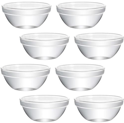 SHINEOFI 8pcs Large 7.5cm Glass Jelly Pudding Bowls Set, Small Versatile Dessert Bowls for Home Serving, Mousse and Jelly Container for Dining and Entertaining