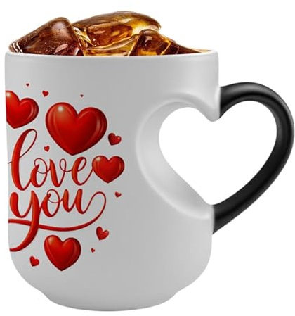 Taza de Cambio de Color 325 ml con Asa de Corazón en Cerámica