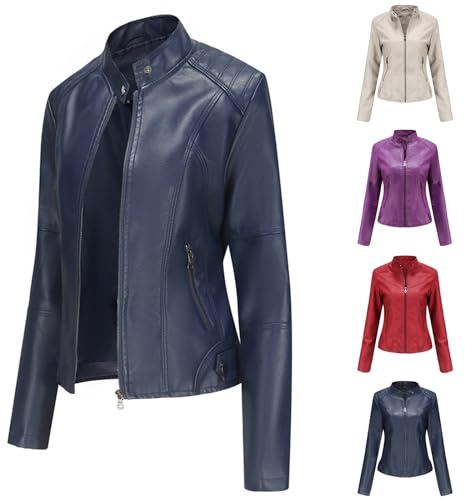 SKFLABOOF Veste Simili Cuir Femme Veste Femme Mi Saison Slim Automne Décontracté Blouson Aviateur Bombers Femmes Blousons Chic Blazer Et Elegant