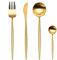 LEKOCH 4-Piece Luxury Cutlery 18/10 Stainless Steel Royal Flatware Including Fork Knife Spoons Set for 1 (Golden)