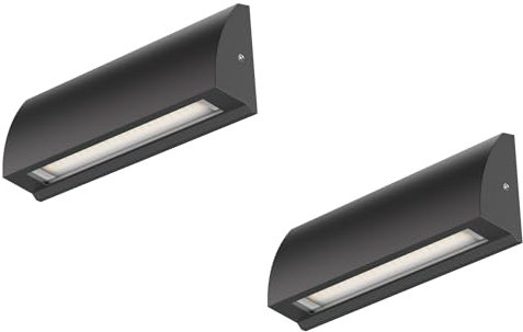 ledscom.de 2 Stück LED Wandleuchte/Treppenlicht SEGIN für außen, IP54, flach, Downlight, schwarz matt, eckig, 6,3 W, 630lm, kaltweiß