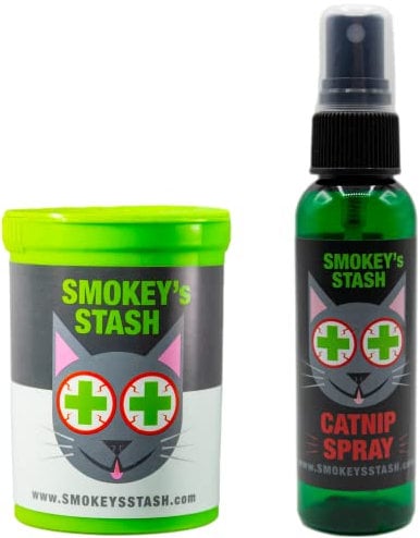 CBROSEY Smokey's Stash Cat Catnip Spray and Dried Organic Catnip Combo Maximum Potency cat nip Bundle