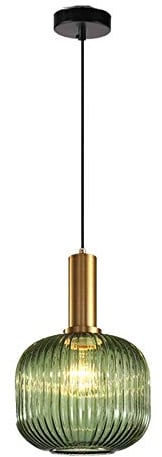MZStech Moderner Kronleuchter, grünes Glas Pendelleuchte mit goldener Kupfer Pendelleuchte Hängelampe