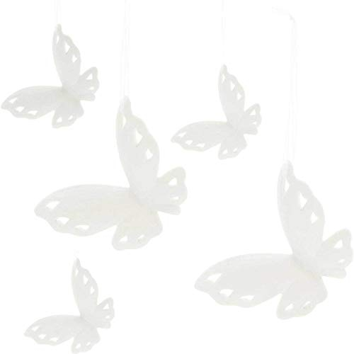 SIDCO Schmetterling 5 x Hänger Fensterhänger Fensterdeko Porzellan weiß Frühling Deko