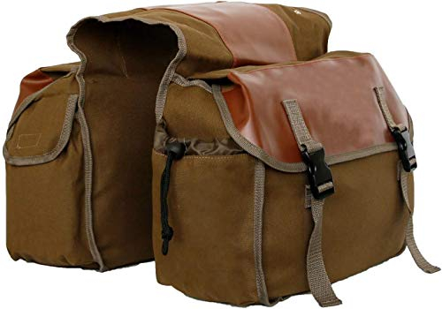 TentHome Retro Fahrradtasche Gepäckträger Satteltasche Gepäcktaschen für Fahrrad Motorrad Doppeltasche Gepäckträgertasche Seitentasche Rücksitztasche Outdoor Cycling Khaki