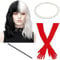TANTAKO Damen Schwarz Weiß Cosplay Perücken Halb Schwarz und Halb Weiß Perücke mit Rot Handschuhe und Halter und Perle Halskette (Kombination-B)
