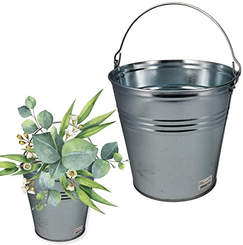 Zinkeimer Blecheimer verzinkt Wassereimer Metall Deko Asche Pflanzen Eimer 10 Liter 1 St.