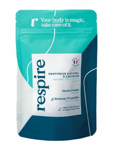 Respire Dentifrice Naturel à Croquer Menthe Fraîche Recharge de 120 Pastilles