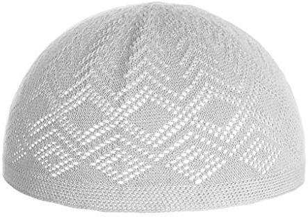 HIUHIU Neue Männer Muslim Prayer Hats Cotton Knitting Hüte, Kappe Muslim islamisches Gebet Hut, Kopfbedeckung Fest Casual Male Cap,Weiß