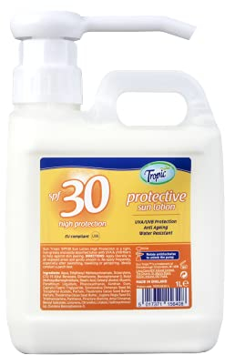 Sun Tropic Lait solaire protecteur SPF30 1 litre avec pompe haute protection solaire