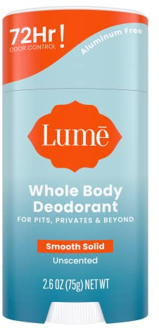 Lume Solid Deodorant Stick - Whole Body Deodorant - Aluminum-Free, Baking Soda-Free, Hypoallergenic, Safe For Sensitive Skin - 2.6 Ounce Solid Stick (Unscented)