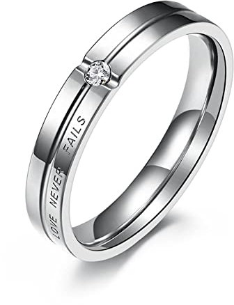 BCughia Vintage Ringe, Eboy Ring Silber Rostfreier Stahl Zirkonia Mittleres Zirkondesign Valentinstag Ringe Herren Größe 67(21.3)