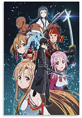 BBZL Sword Art Online Anime Poster Leinwand Kunst Dekoratives Gemälde Bild Druck Modern Familie Junge Mädchen Schlafzimmer Wohnzimmer Dekoration Wanddekoration Poster 40 x 60 cm