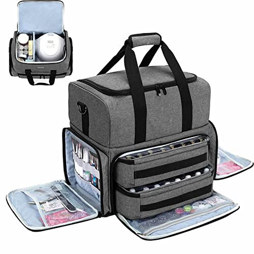 Flyhug Organizadores Esmalte de uñas y Estuche de Almacenamiento | Bolsas Transporte Viaje para Accesorios Arte uñas, Capacidad para 80